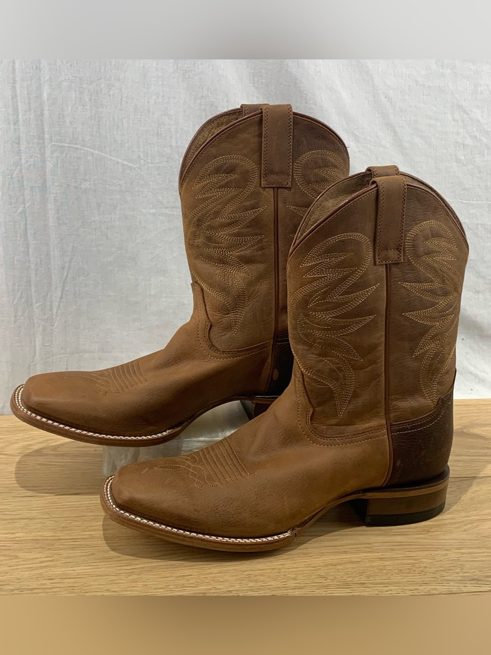 Cody James McBride Men's Western Boots Brown Leather Broad Square Toe Size 12 D